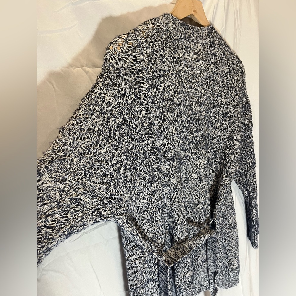 Westport Blue and White Open Knit Cardigan - Picture 8 of 10